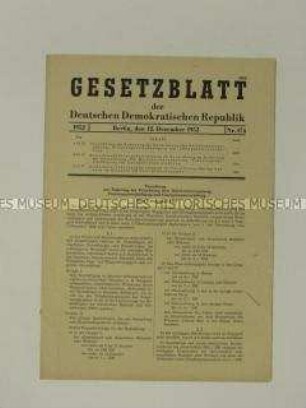 Gesetzblatt der DDR u.a. mit Verordnungen über Reisekosenvergütung und Trennungsentschädigung