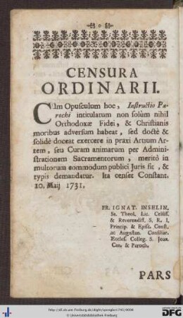 Censura Ordinarii.