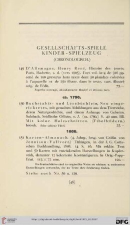 Gesellschafts-Spiele, Kinder-Spielzeug (chronologisch) (Nr. 149-178)