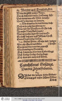 Catechismus Gesänge. Von den Zehen Gebotten