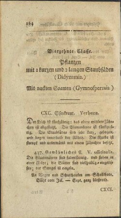 Vierzehnte Classe. Pflanzen mit 2 kurzen und 2 langen Staubfäden (Didynamia)