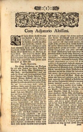 Consilium Juridicae facultatis Salisburgensis in Causa Deß Fürstl. Hochen Stüffts Aychstätt Eines, Dann der Reichs-Statt Weißenburg Am Nordgau, andern Theils, Puncto Der Reichs-Pfleg allda, dann der sogenandten Könnigl. Dörfferen