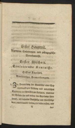 Erster Abschnitt. Einleitende Kentnisse.