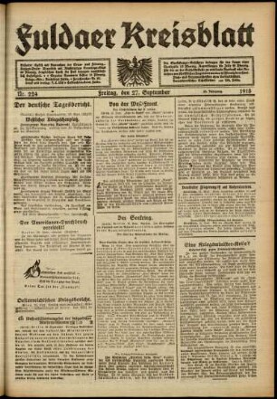 Ausgabe vom Freitag, den 27. September 1918.