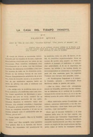 La casa del tiempo inmóvil : Original relato de un brillante cirujano víctima de la locura, y la horrenda mansión donde lleva a cabo sus fantastícos experimentos sobre seres humanos. - Una historieta de Jules de Grandín.