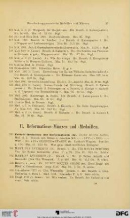 II. Reformations-Münzen udn -Medaillen (Nr. 530-1274)