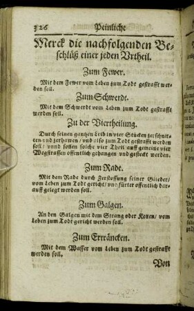 Merck die nachfolgenden Beschlüß einer jeden Urtheil.