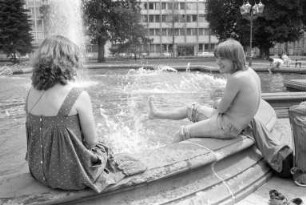 Erfrischung im Brunnen am Friedrichsplatz