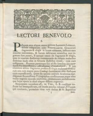 Lectori Benevolo