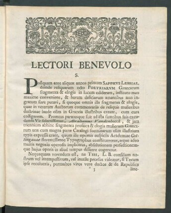 Lectori Benevolo