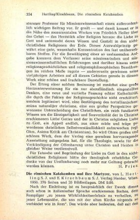 354-356 [Rezension] Hertling, Ludwig, Die römischen Katakomben und ihre Martyrer