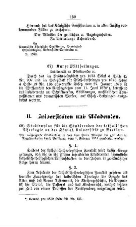 Kurze Mittheilungen : [I. Allgemeine Verhältnisse der Behörden und Beamten]