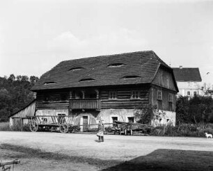 Dauba, Holzhaus : Bauernhaus in Dauba (Dubá/Tschechische Republik)