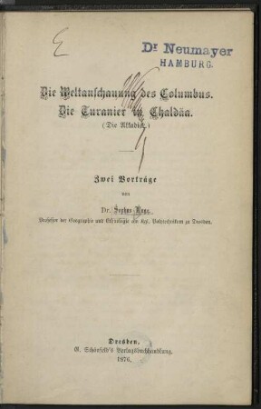 Die Weltanschauung des Columbus : zwei Vorträge