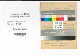 Entnazifizierung Josef Schmitz , geb. 10.10.1896 (Polizist)