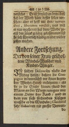 Andere Fortsetzung. Der von seiner Frau gescholtene Windel-Wascher und Kinder-Wieger