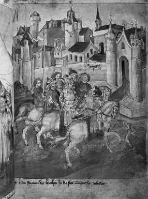 Guido de Columna, Historia Troiana — Ritt der Griechen in die Stadt Troja, Folio 120recto