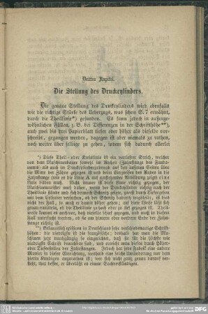 Drittes Kapitel. Die Stellung des Druckcylinders