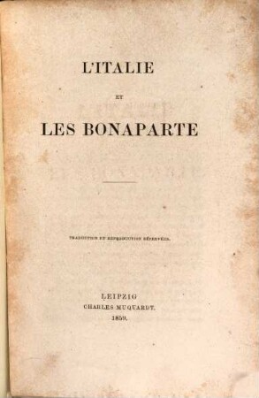 L'Italie et les Bonaparte