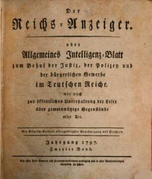 Kaiserlich privilegirter Reichs-Anzeiger. 1797,2, 1797, 2