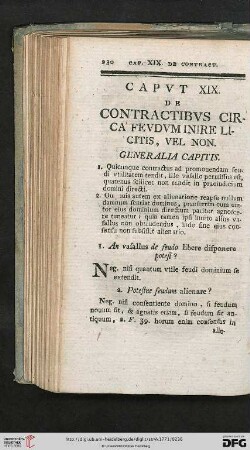 Caput XIX: De contractibus circa feudum inire licitis, vel non