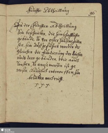 Fünffte Abtheillung. Die herrschafftlichen gebäude