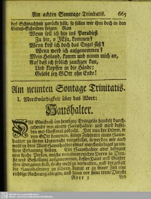 Am neunten Sontage Trinitatis