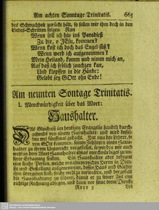 Am neunten Sontage Trinitatis