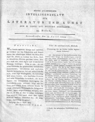 Ueber die combinatorische Methode. (Fortsetzung des im fünften Stücke abgebrochenen Aufsatzes.)