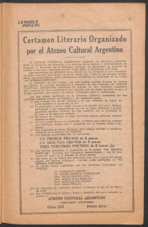 Certamen Literario Organizado por el Ateneo Cultural Argentino