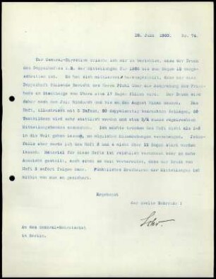 Bericht des zweiten Sekretars an das General-Sekretariat