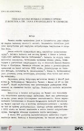 Tom 34: Obraz Matki Boskiej drobrej opieki z Kościoła Św. Jana Ewangelisty w Ornecie