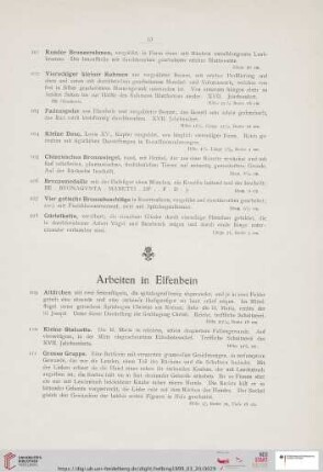 Arbeiten in Elfenbein (Nr. 109-118)