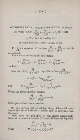 On differential equations which belong to the class ...., where ... .