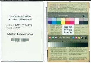 Entnazifizierung Elise Johanna Mueller , geb. 01.08.1902 (Lehrerin)