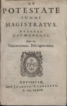 [De Potestate summi magistratus] De Potestate summi magistratvs