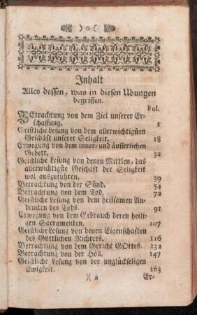 Inhalt Alles dessen, was in diesen Ubungen begriffen.