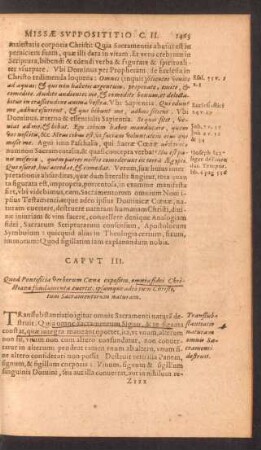 Caput III. Quod Pontificia verborum Coenae expositi, omnia fidei Christianae fundamenta evertit ; ipsamq[ue] adeo tum Christi, tum Sacramentorum naturam.