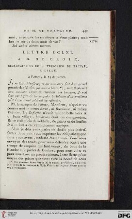 (Lettre CCLXI - CCLXX)