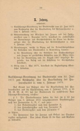 X. Anhang, enthaltend: ...