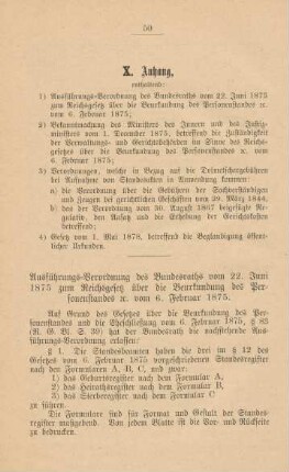 X. Anhang, enthaltend: ...