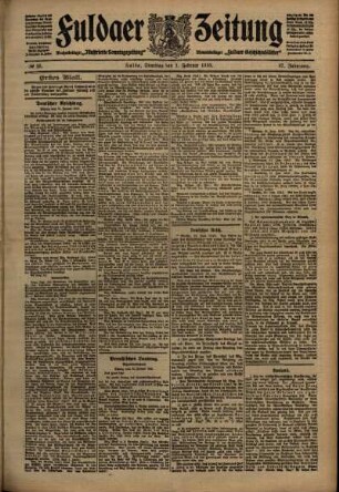 Erste Ausgabe vom Dienstag, den 01. Februar 1910.