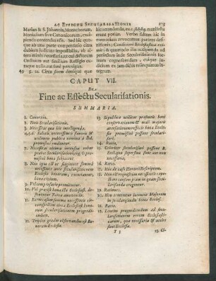 Caput VII. De Fine ac Effectu Secularisationis.