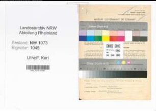 Entnazifizierung Karl Uthoff , geb. 16.08.1890 (Lehrer)
