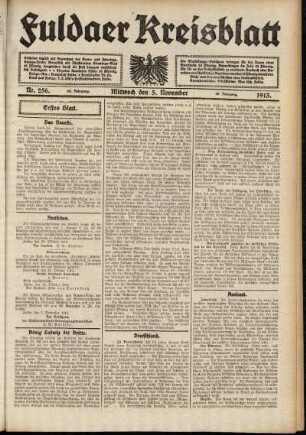 Erste Ausgabe vom Mittwoch, den 05. November 1913.