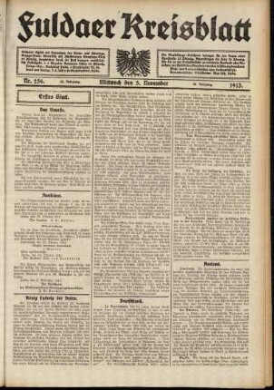 Erste Ausgabe vom Mittwoch, den 05. November 1913.