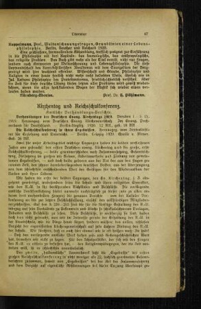 Kirchentag und Reichsschulkonferenz : amtliche Verhandlungs-Berichte