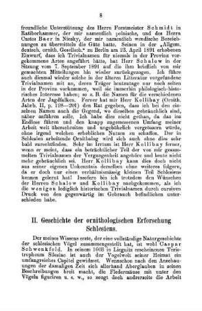II. Geschichte der ornithologischen Erforschung Schlesiens.
