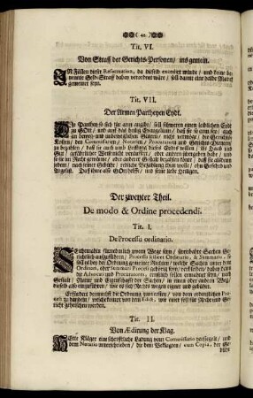 Der zweyte Theil. De modo & Ordine procedendi.