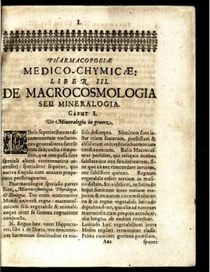 Liber III. De Macrocosmologia Seu Mineralogia